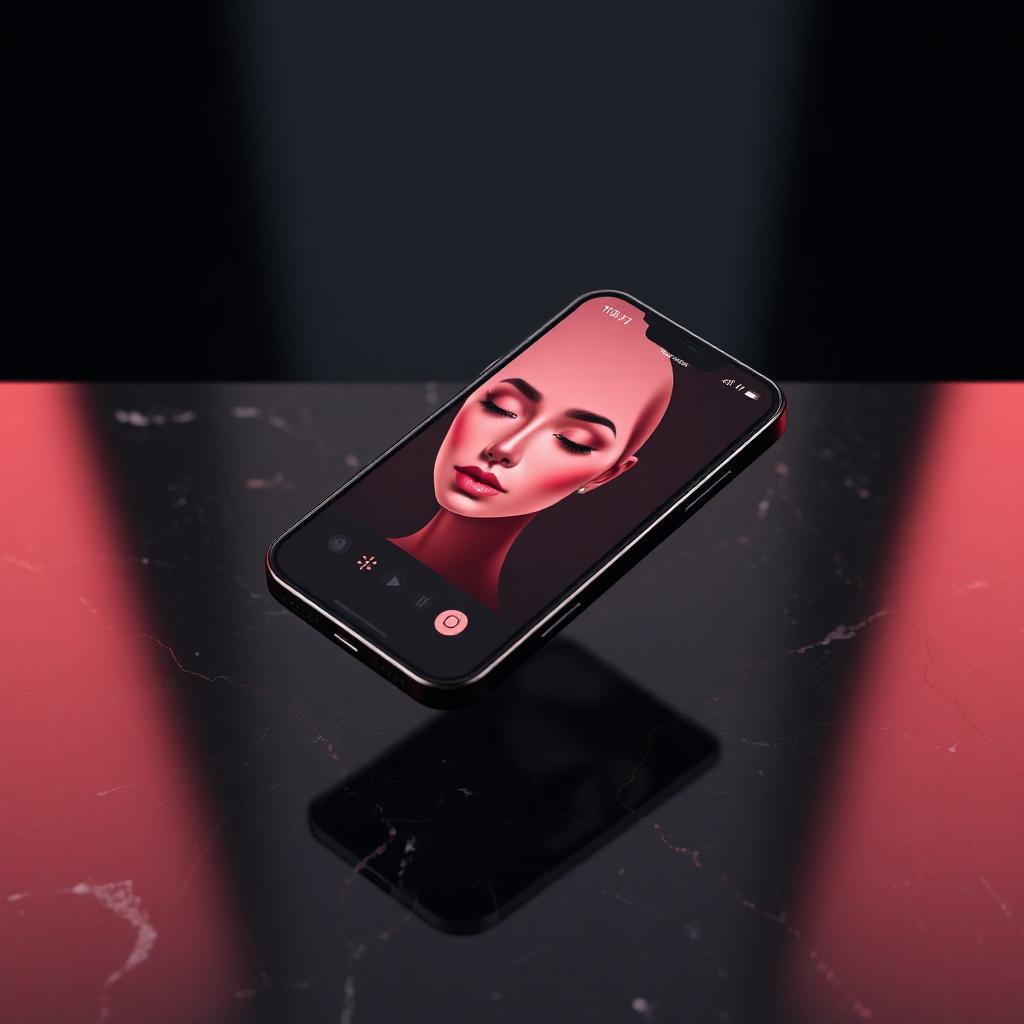 BeautyAI Studio app interface shown on a smartphone with dark luxury styling and gold accents